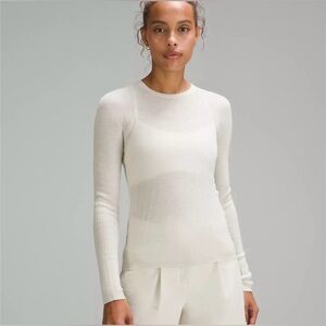 LULULEMON *NWT* Ribbed Wool-Silk-Blend Light Sweater in Bone Size XXS